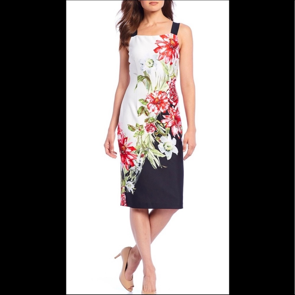 Adrianna Papell Scuba Floral Print Dress